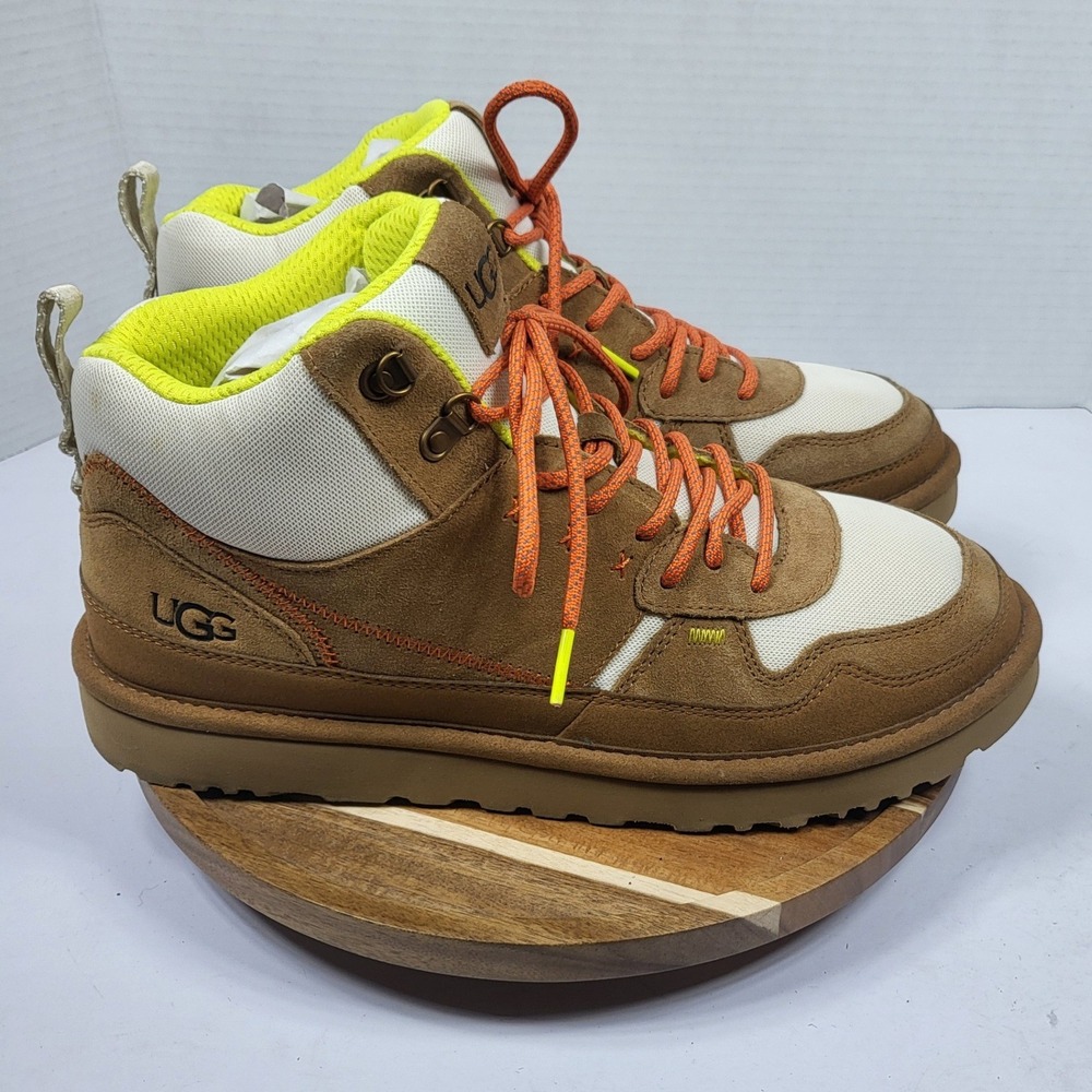 UGG Women Highland Hi Heritage Sneaker Boots Brown Suede Neon Size 12